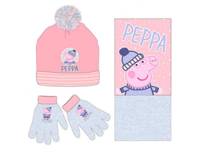 Conjunto Gorro, Gola e Luvas Porquinha Peppa