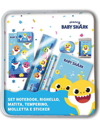 Conjunto Papelaria Baby Shark 7 peças