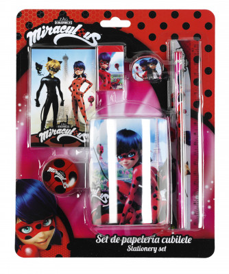 Conjunto papelaria + porta lápis Ladybug