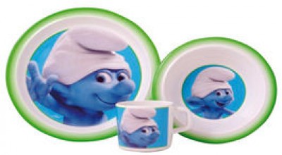 Conjunto Pequeno-Almoço Smurfs