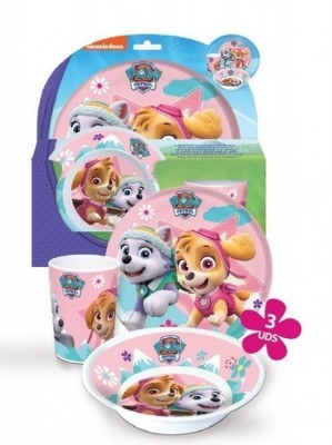 Conjunto refeição Melamina Patrulha Pata Skye
