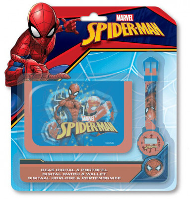 Conjunto Relógio Digital + Carteira Spiderman Homem Aranha