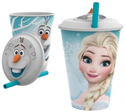 Copo 3D com palhinha de Elsa Frozen e Olaf