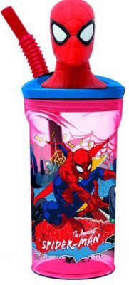 Copo 3D Spiderman com Palhinha 360ml