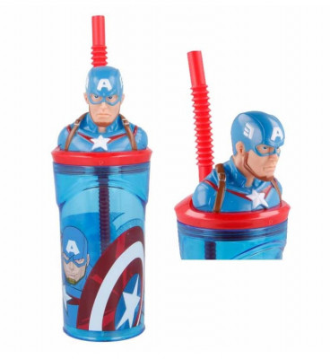 Copo com palhinha Capitão América Avengers 3D
