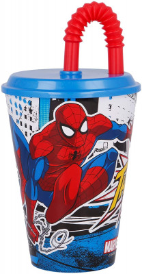 Copo com Palhinha Spiderman Thwip 430ml