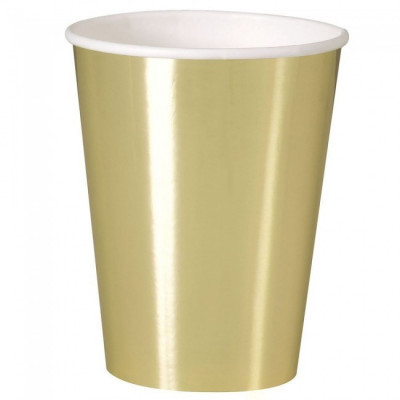 Copos Papel Dourado Metalizado - 8 Und