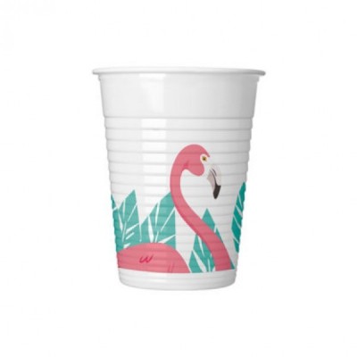 Copos plásticos  200ml Flamingo 8 unid