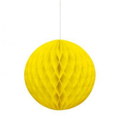 Decoração Bola Papel Amarelo Neon 20cm