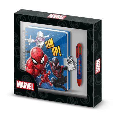 Diário A5 + Caneta 6 Cores Marvel Spiderman