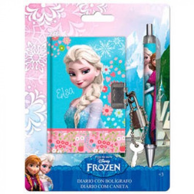 Diario c/ cadeado + caneta Frozen Elsa