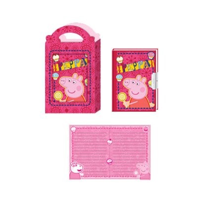 Diário com cadeado e caixa Peppa Pig - modelo rosa