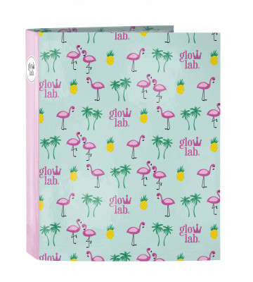 Dossier A4 Lombada media Glowlab Tropical flamingos