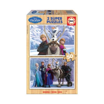 Educa - 2x Super Puzzle 50 Madeira Frozen Disney