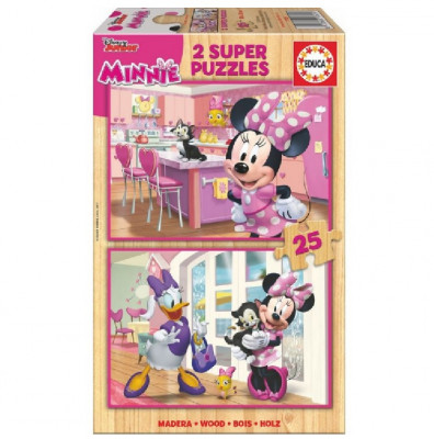 Educa 2X25 Puzzle madeira Minnie & The Happy Helpers