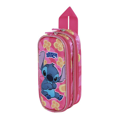 Estojo Duplo 3D Stitch Rosa Disney