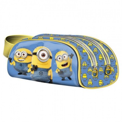 Estojo escolar duplo com alça Minions Olá