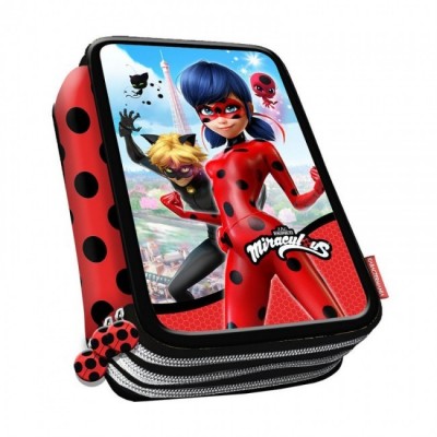 Estojo Plumier triplo de Ladybug e Cat Noir