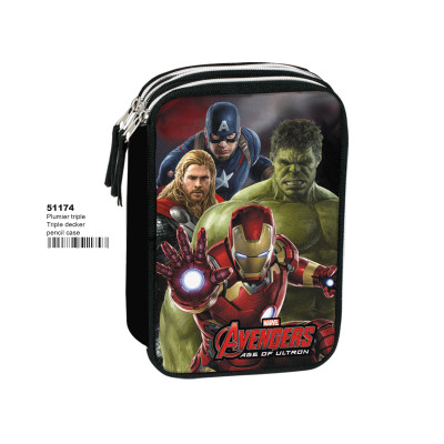 Estojo plumier triplo escolar Avengers Marvel Mighty