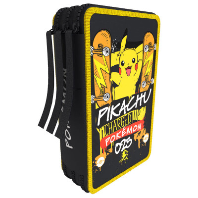 Estojo Plumier Triplo Pokémon Pikachu Charged Up