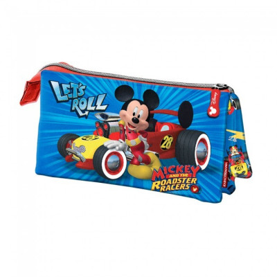 Estojo triplo Mickey Racers Let`s Roll