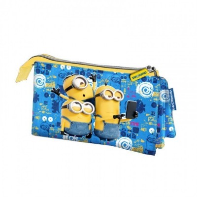 Estojo triplo Minions Selfie 22 cm