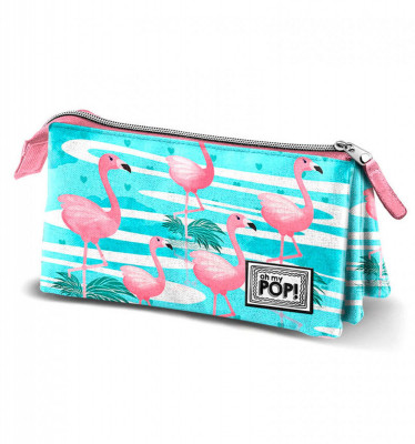 Estojo Triplo Oh My Pop Florida flamingos