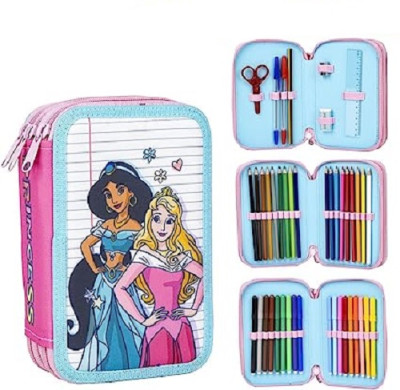 Estojo Triplo Plumier Princesas Disney