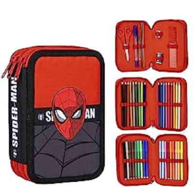 Estojo Triplo Plumier Spiderman Red and Black