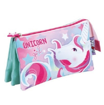 Estojo Triplo Unicorn Girl