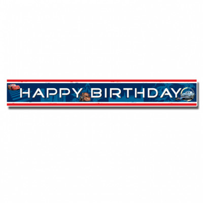 Faixa Banner Happy Birthday Cars