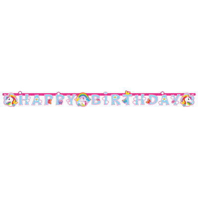 Faixa Banner Unicórnio Happy Birthday