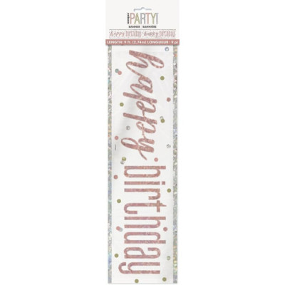 Faixa Foil Happy Birthday Glitz Rose Gold 2,74m