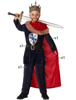 Fato Rei Medieval Azul e Vermelho