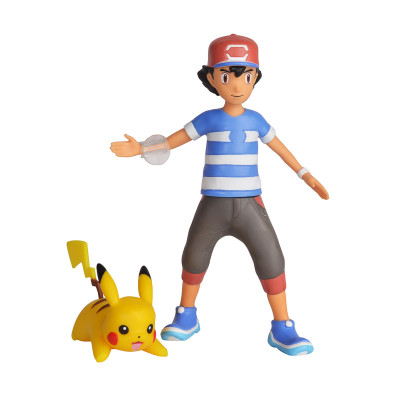 Figura Ash + Pikachu Pokemon c/ Mecanismo