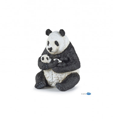 Figura Panda Sentado com Cria Papo
