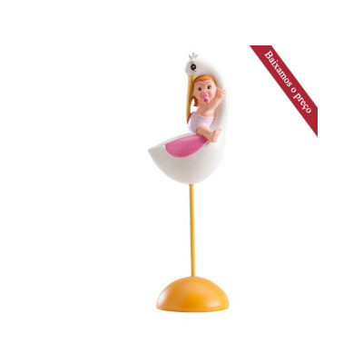 Figuras Cegonha com Bebé Menina batismo