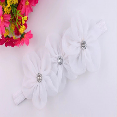 Fita Cabelo Flores Brancas com Brilhante