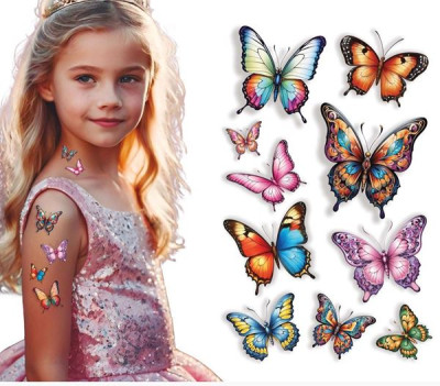 Folha de Tatuagens Temporárias de Borboletas Para Festivais