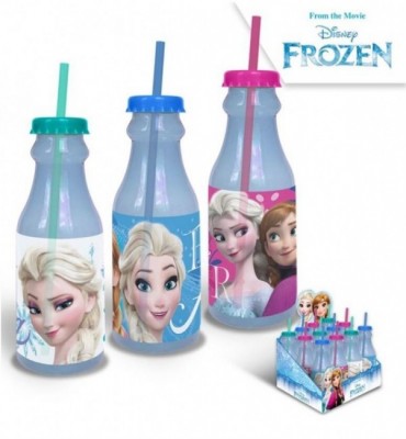 Garrafa Plástico c/ palhinha Frozen Disney 500ml - Sortido