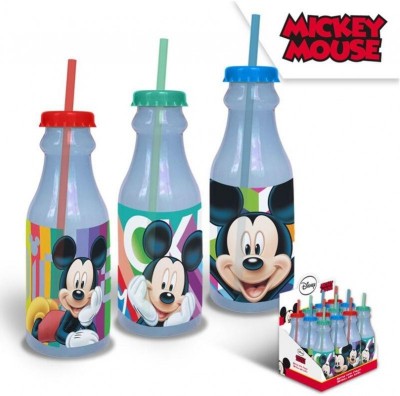 Garrafa Plástico c/ palhinha Mickey Disney 500ml - sortido