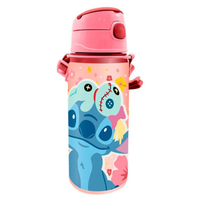 Garrafa Pop Up Stitch Rosa Disney 600ml