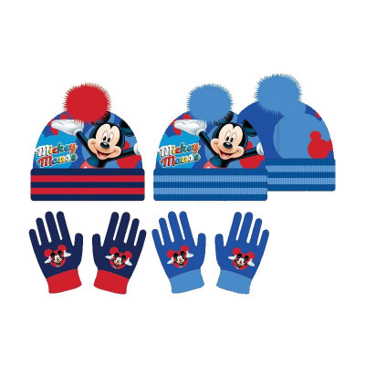 Gorro com Pompom + Luvas Mickey Sortido