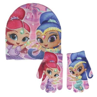 Gorro + luvas c/ glitter Shimmer e Shine