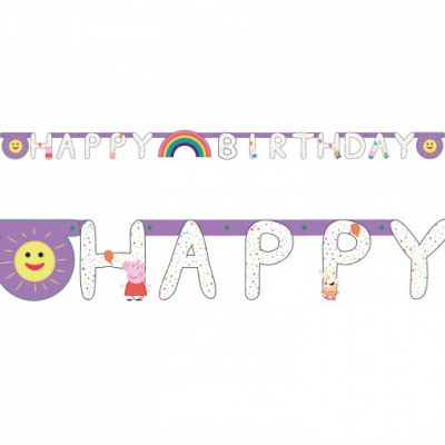 Grinalda Happy Birthday Porquinha Peppa Rainbow