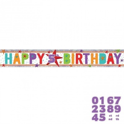 Grinalda  holográfica Happy Birthday personalizável - 1,8 m