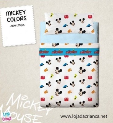 Jogo Cama Lençóis Mickey Colors