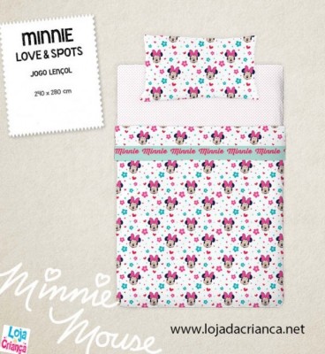 Jogo Cama Lençóis Minnie Love & Spots (Casal)