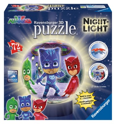 Lâmpada Puzzle 3d de 72 peças - Pj Masks