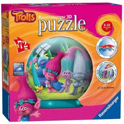 Lâmpada Puzzle Bola 3D Trolls - 72 peças